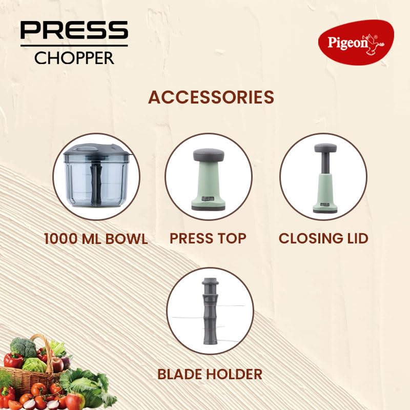 Chopper for Kitchen Use 1000 ML, Push Chopper with 5 Blades, Vegetable ChopperKitchen Accessories Items for Home Cutting Vegetables, Onion, Ginger, Garlic, Salad, Tomato, Potato 4